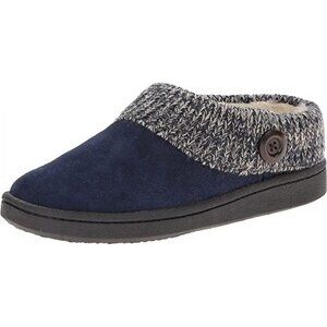 *NIB Clarks Angelina Knit Collar Clog Slipper Navy Blue Suede Faux Fur Size 9M